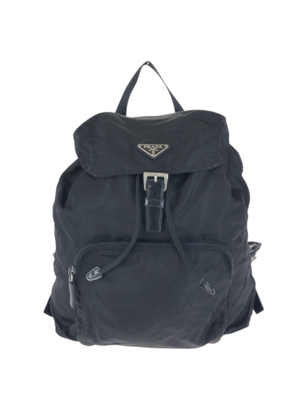 Prada Tessuto Black Silver Nylon Leather Backpack
